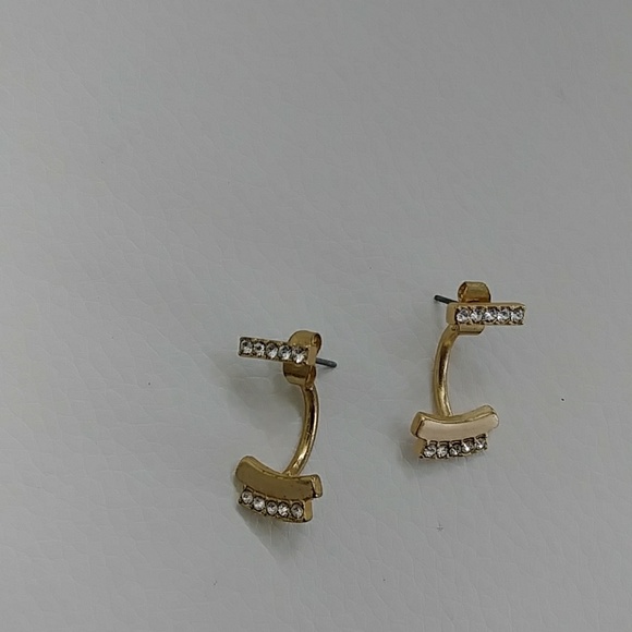 Deco Gold Post Rhineston Earrings - Picture 2 of 7